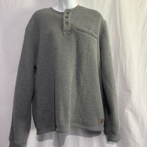 Coleman Gray Waffle Knit Sherpa-Lined Henley Pullover | Men's Size Large